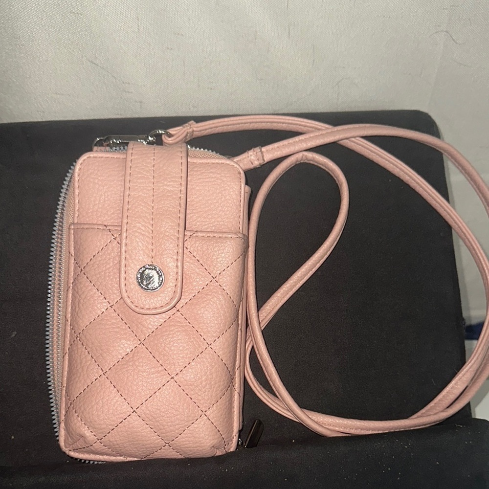 Quilted Pink Crossbody Bag/ wallet
